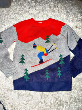 Hanna Andersson Ski Sweater in Gray & Red Size 130 cm Like New